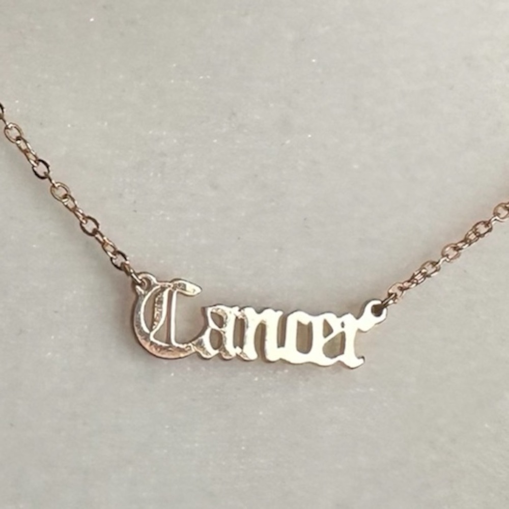 Claire's Gold Tone Zodiac Cancer Script Necklace